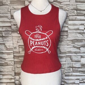 PEANUTS Graphic baseball coral tank top